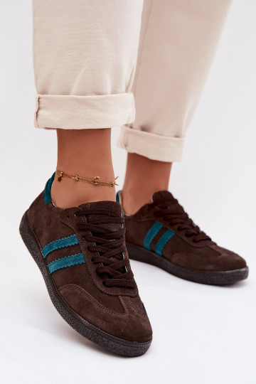 Zazoo N1068 iš zomšos Žemas Sneakers modelio batai Moteriškas CzekoladoĮe 2