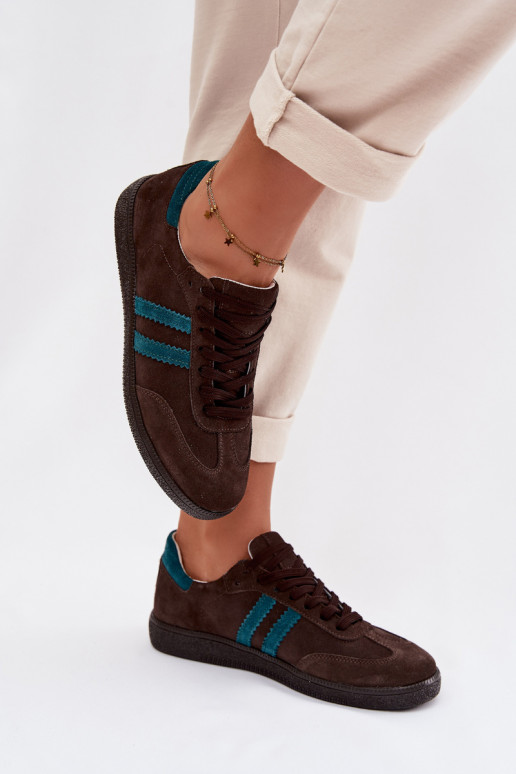 Zazoo N1068 iš zomšos Žemas Sneakers modelio batai Moteriškas CzekoladoĮe