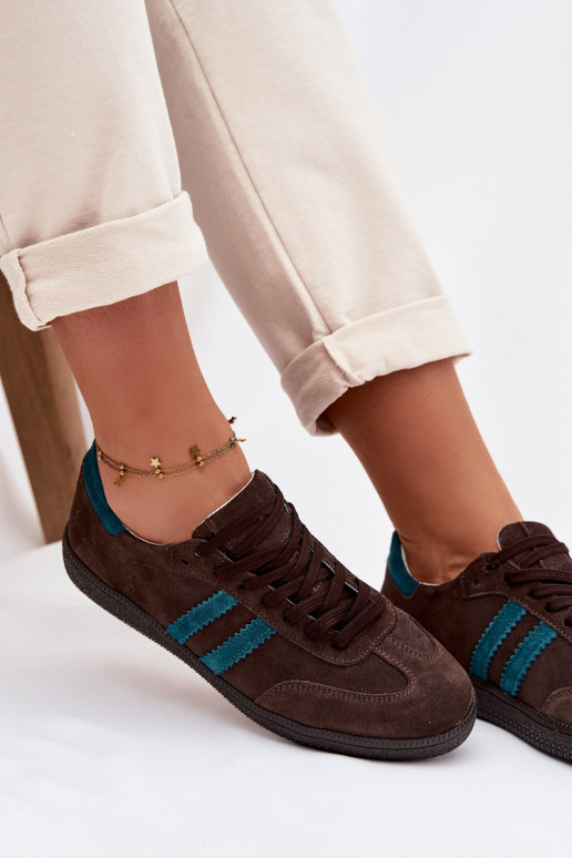 Zazoo N1068 iš zomšos Žemas Sneakers modelio batai Moteriškas CzekoladoĮe