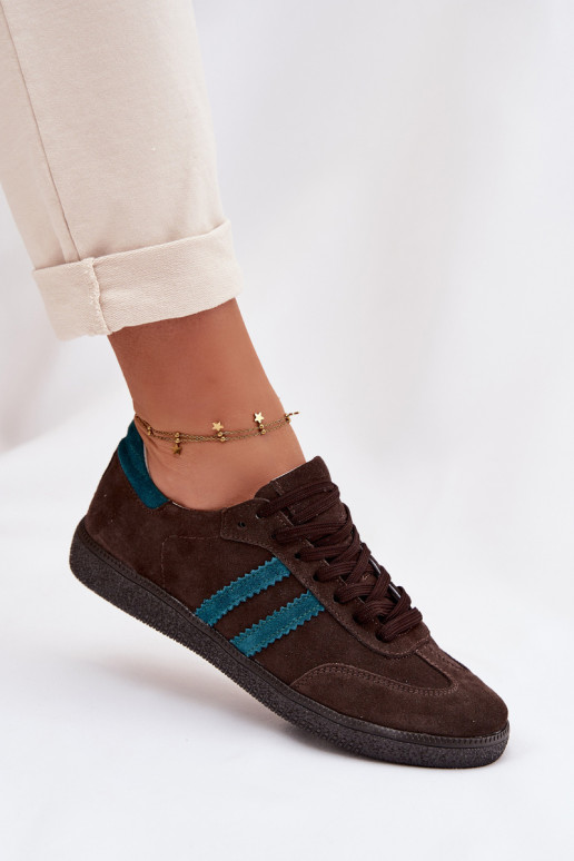 Zazoo N1068 iš zomšos Žemas Sneakers modelio batai Moteriškas CzekoladoĮe