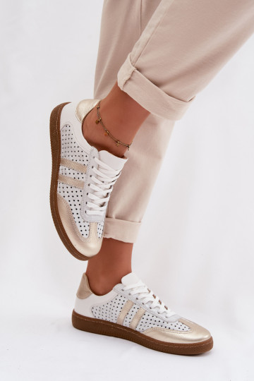 Oda su aužūro elementais Sneakers modelio batai Moteriškas Zazoo N1318 pilkos-aukso spalvos