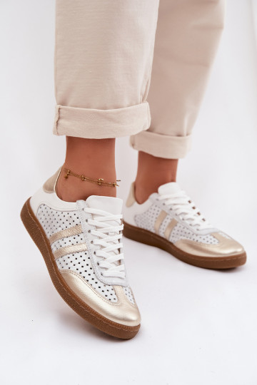 Oda su aužūro elementais Sneakers modelio batai Moteriškas Zazoo N1318 pilkos-aukso spalvos 2