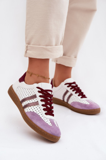 Oda su aužūro elementais Sneakers modelio batai Moteriškas Zazoo N1318 Baltos-Violetinės spalvos 2