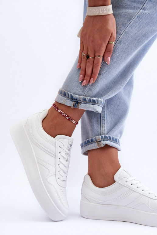 sportiniai bateliai Moteriškas su platforma baltos spalvos Pudina