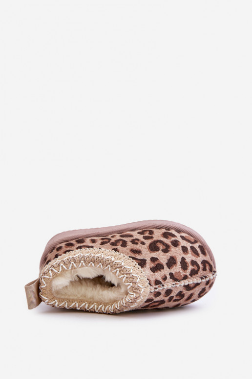 sniego batai Aulinukai Vaikiški su leopardo kailio raštais su platforma pašiltinti su kailiuku viduje rudos spalvos Vilabria