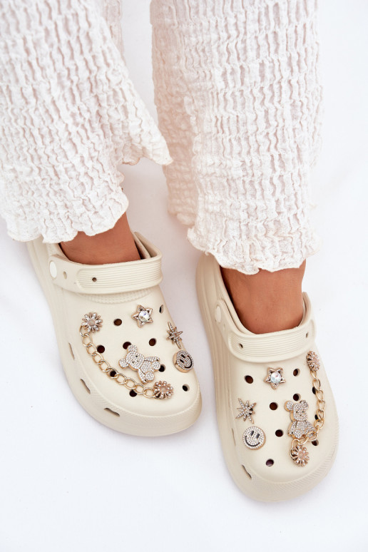 Lengvos šlepetės Moteriškos šlepetėssuPrzypinkami smėlio spalvos Linaviela