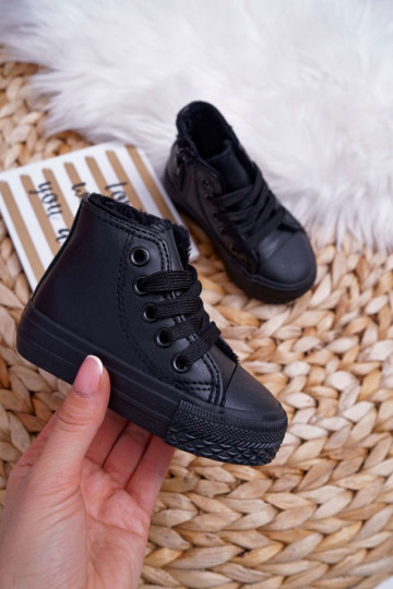 Vaikiški pašiltinti laisvalaikio batai su auliuku juodos spalvos Filemon