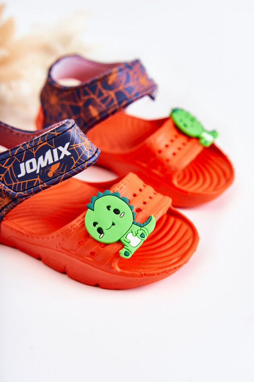  Lengvos šlepetės Vaikiškos basutės su lipniais užsegimais oranžinės spalvos Asti