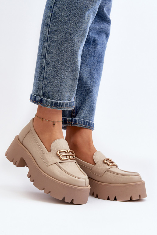 Zazoo 20164 Moteriškas Mokasinai Pagaminta iš natūralios odos smėlio spalvos