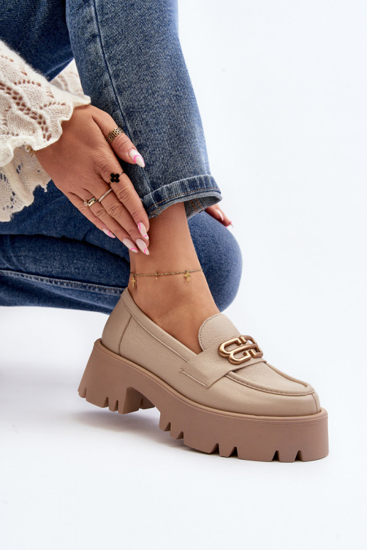 Zazoo 20164 Moteriškas Mokasinai Pagaminta iš natūralios odos smėlio spalvos