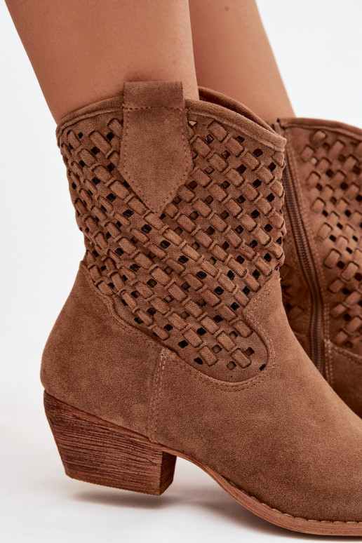 Ažūriniai aulinukai Moteriškas su kulniukais rudos spalvos Ferissa