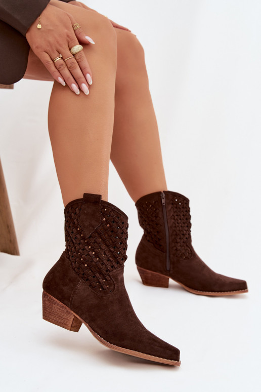 Ažūriniai aulinukai Moteriškas su kulniukais CzekoladoĮe Ferissa