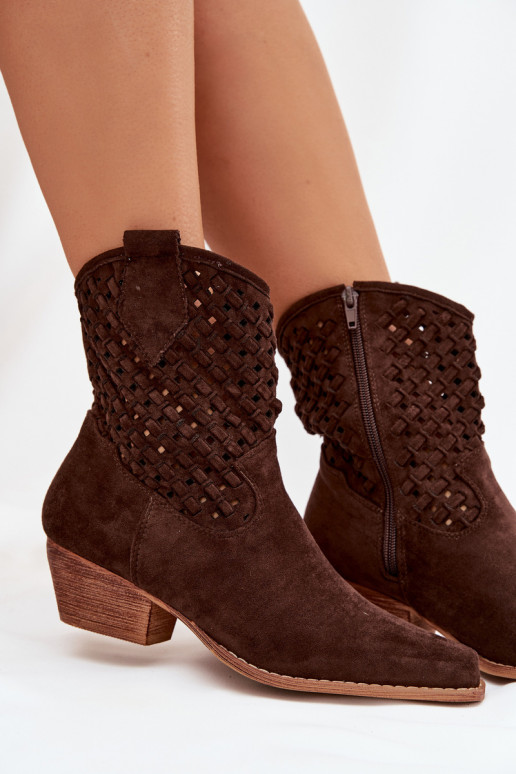 Ažūriniai aulinukai Moteriškas su kulniukais CzekoladoĮe Ferissa