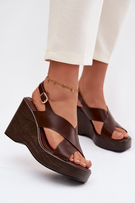 Moteriškos basutės iš eko odos Įjungta buskinie CzekoladoĮe Janivra