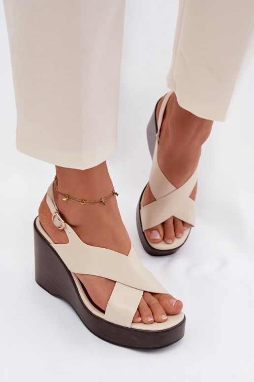 Moteriškos basutės iš eko odos Įjungta buskinie smėlio spalvos Janivra