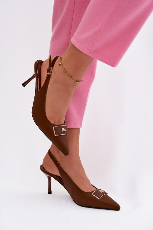 aukštakulnės basutės Moteriškas Su puošniais Detalem CzekoladoĮe Lurella