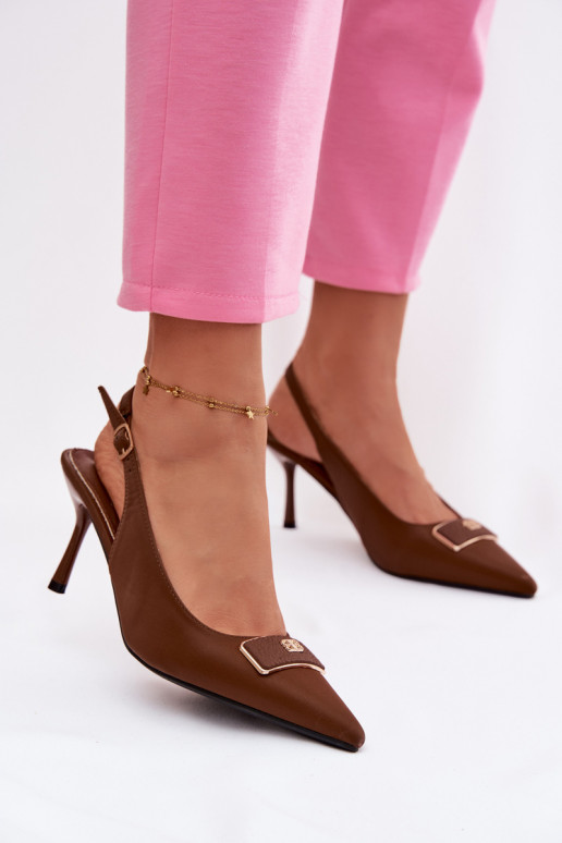 aukštakulnės basutės Moteriškas Su puošniais Detalem CzekoladoĮe Lurella