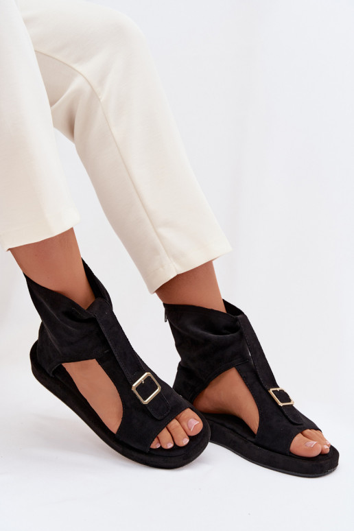 Moteriškos basutės su auliuku juodos spalvos Coralya