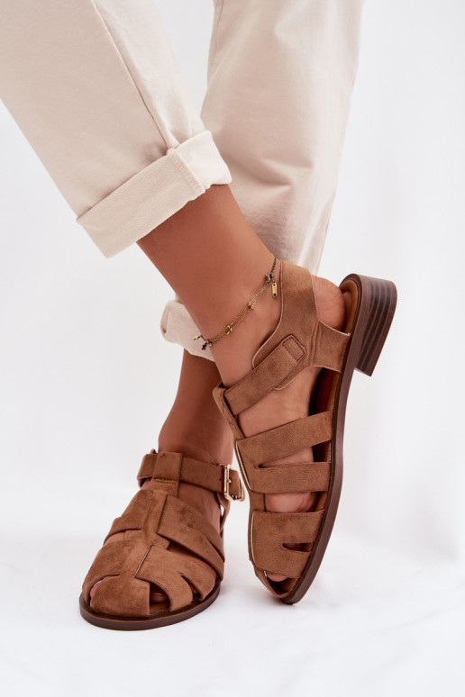 Moteriškos basutės Rzymianki su aukso spalvos sagtimis rudos spalvos Janessa