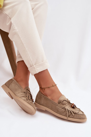 moteriški mokasinai su kutais I koralinės spalvosikami žalios spalvos Teressa