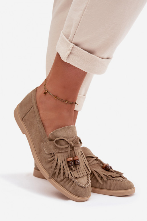 moteriški mokasinai su kutais I koralinės spalvosikami žalios spalvos Teressa