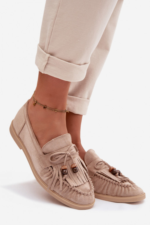 moteriški mokasinai su kutais I koralinės spalvosikami smėlio spalvos Teressa