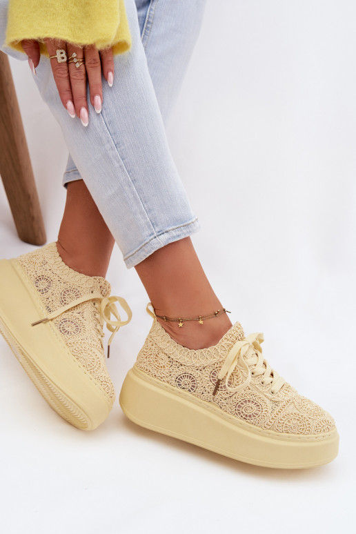 SzydełkoĮe Sportbačiai Moteriškas su platforma geltonos spalvos Evalora