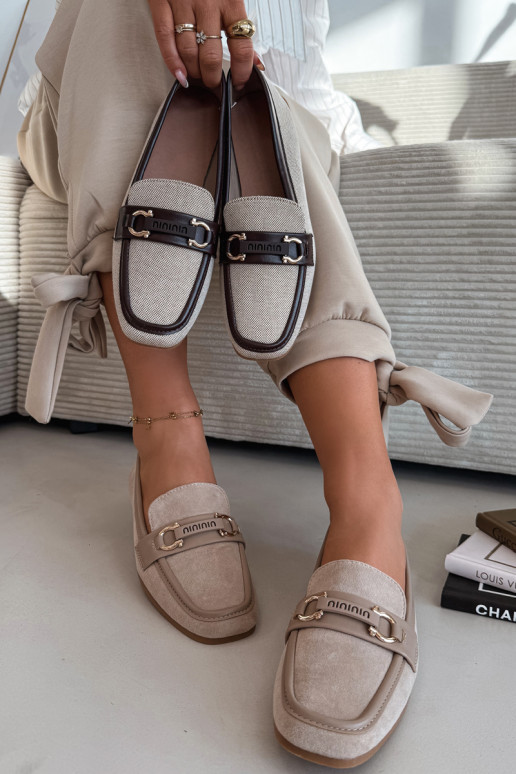 Moteriški smėlio spalvos mokasinai su puošniais elementais „Evelora"