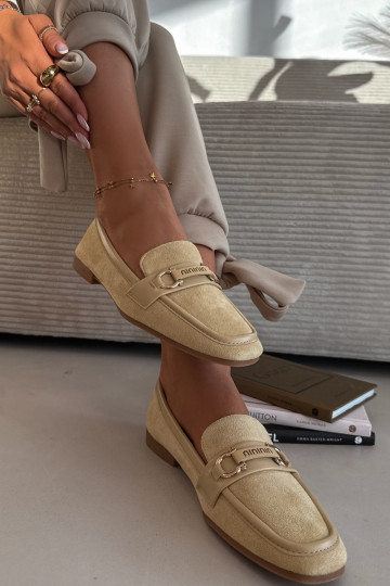 Moteriški mokasinai su puošniais elementais geltonos spalvos Evelora