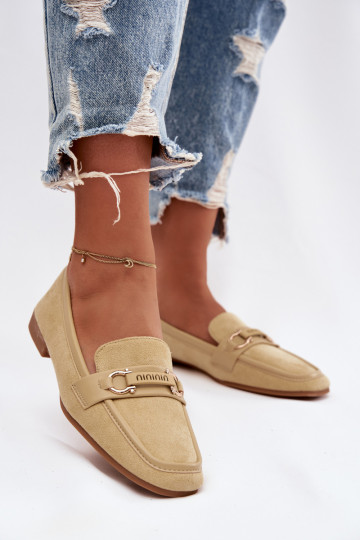 Moteriški mokasinai su puošniais elementais geltonos spalvos Evelora 2