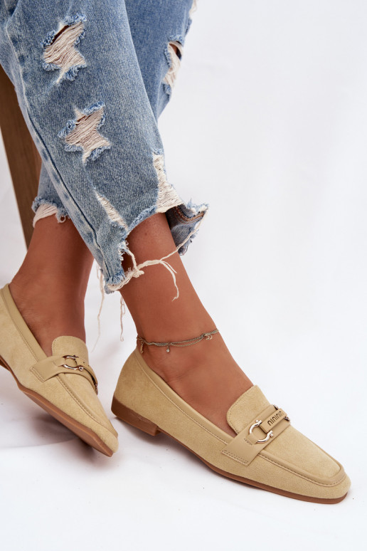 Moteriški mokasinai su puošniais elementais geltonos spalvos Evelora