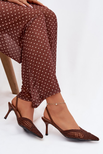 Rudos spalvos „Hanelis" basutės su ažūro elementais ir plonais kulniukais