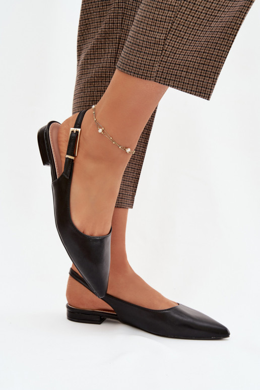 Juodos Iverelle balerinukės su auksinėmis sagtimis