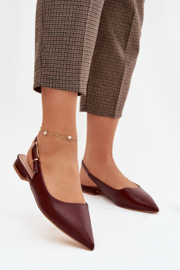 Bordo spalvos Iverelle balerinukės su auksinėmis sagtimis