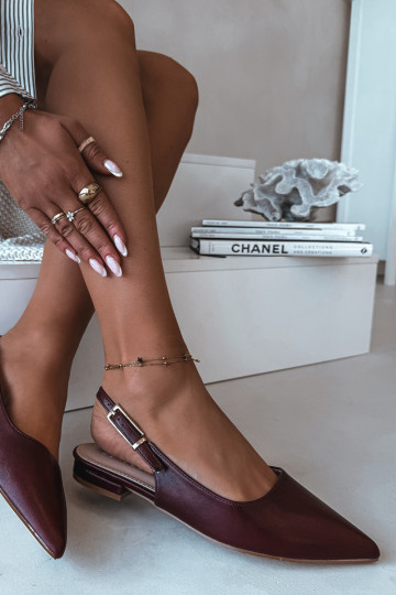 Bordo spalvos Iverelle balerinukės su auksinėmis sagtimis 2