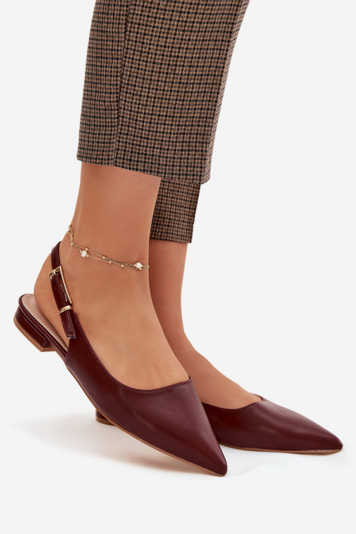 Bordo spalvos Iverelle balerinukės su auksinėmis sagtimis