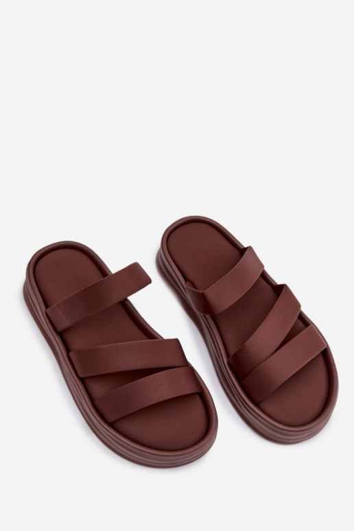  Moteriškos šlepetės su platforma su juostelėmis CzekoladoĮe Liorine