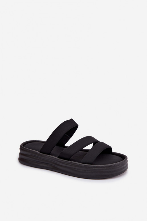  Moteriškos šlepetės su platforma su juostelėmis juodos spalvos Liorine