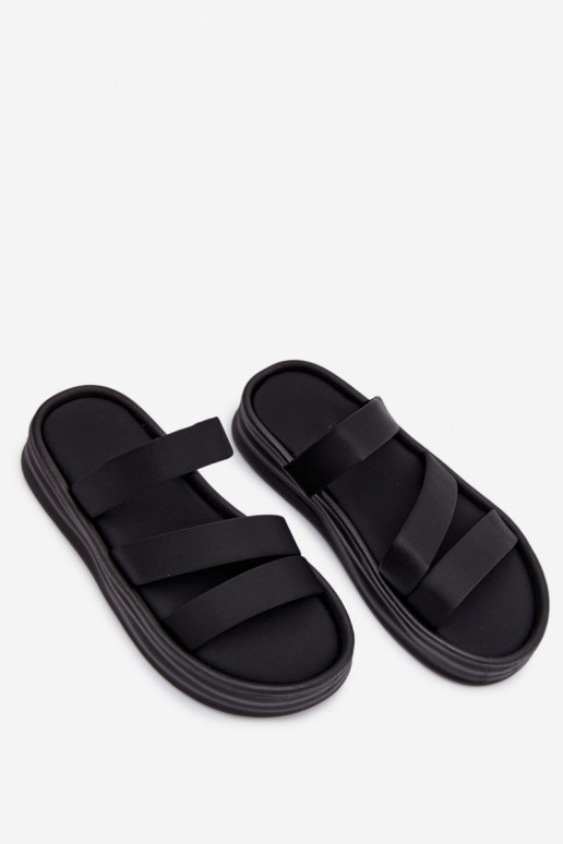  Moteriškos šlepetės su platforma su juostelėmis juodos spalvos Liorine