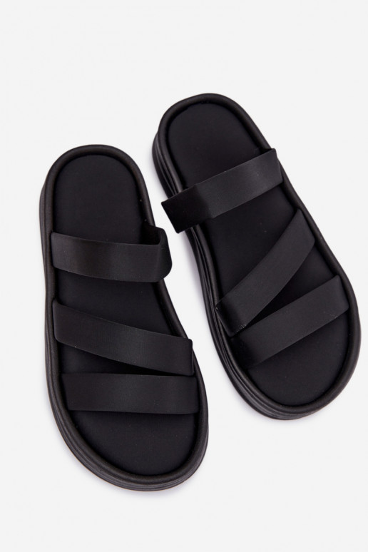  Moteriškos šlepetės su platforma su juostelėmis juodos spalvos Liorine