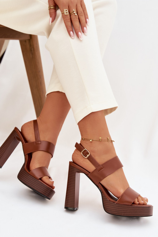 Moteriškos aukštakulnės basutės ir platforma Eko Oda rudos spalvos Hanelia