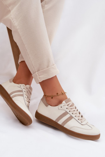 Zazoo N1068 Oda Žemas Sneakers modelio batai Moteriškas smėlio spalvos