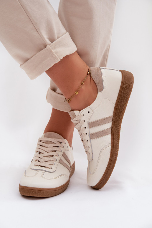 Zazoo N1068 Oda Žemas Sneakers modelio batai Moteriškas smėlio spalvos