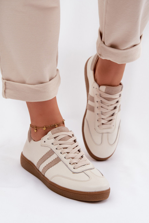 Zazoo N1068 Oda Žemas Sneakers modelio batai Moteriškas smėlio spalvos