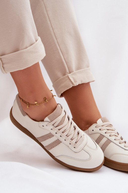 Zazoo N1068 Oda Žemas Sneakers modelio batai Moteriškas smėlio spalvos