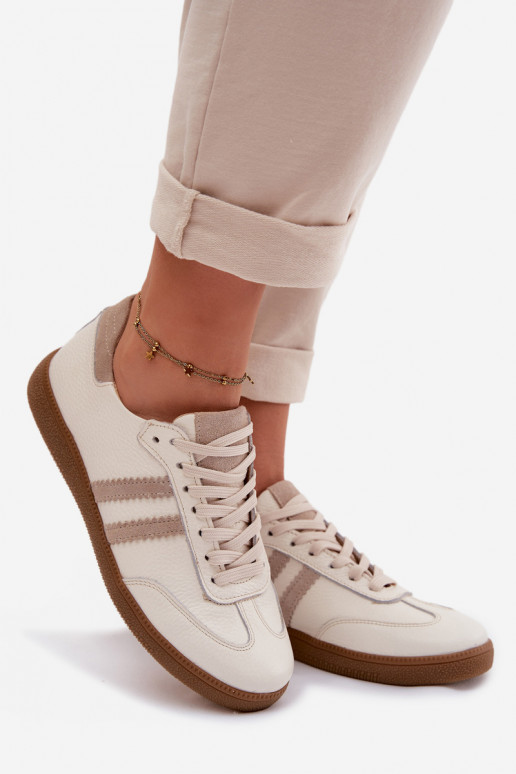 Zazoo N1068 Oda Žemas Sneakers modelio batai Moteriškas smėlio spalvos