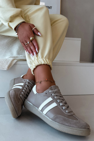 Zazoo N1068 Oda Žemas Sneakers modelio batai Moteriškas smėlio spalvos 2