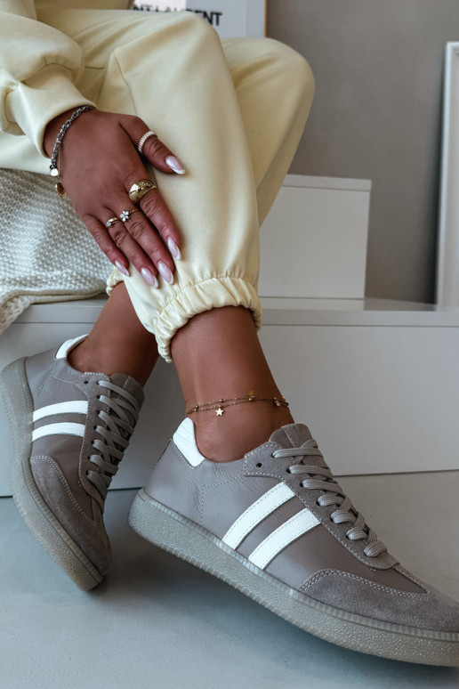 Zazoo N1068 Oda Žemas Sneakers modelio batai Moteriškas smėlio spalvos