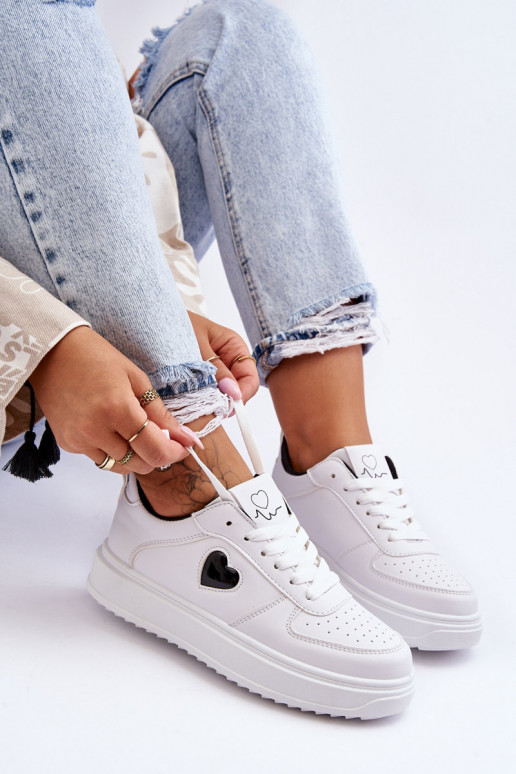 Klasikinio modelio sportiniai bateliai Su Širdimi Baltos-juodos spalvos Amore