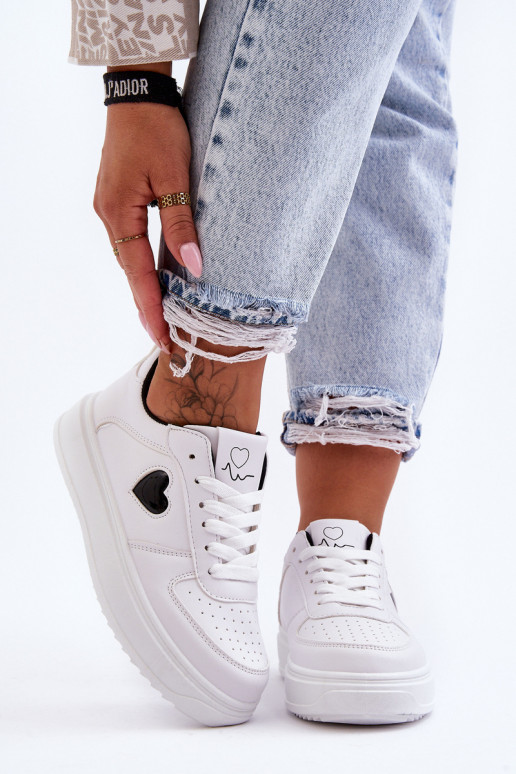 Klasikinio modelio sportiniai bateliai Su Širdimi Baltos-juodos spalvos Amore